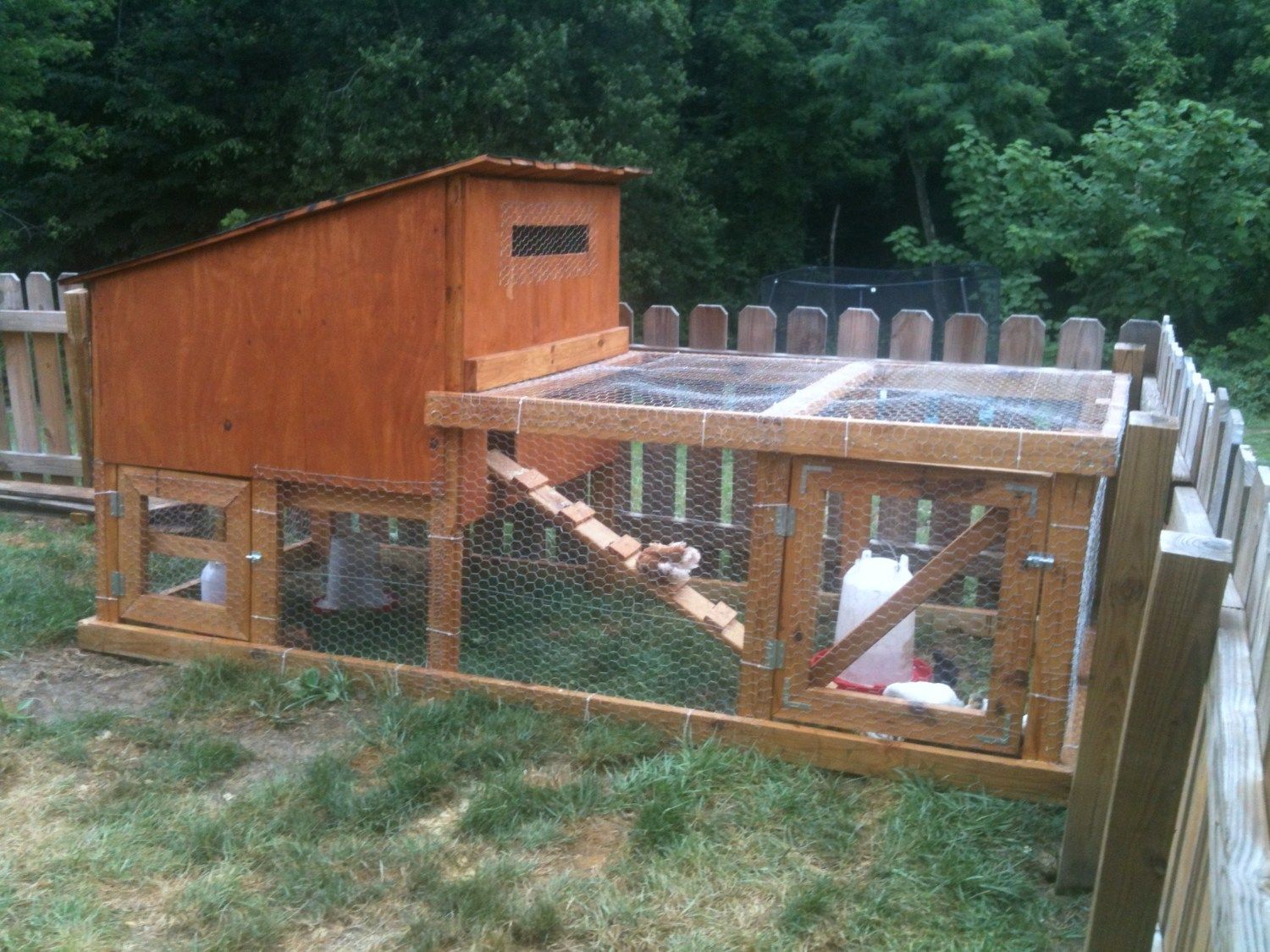 This is my coop I built. It's 4x10. The coop is 4x4 and the run is 4x6 ...