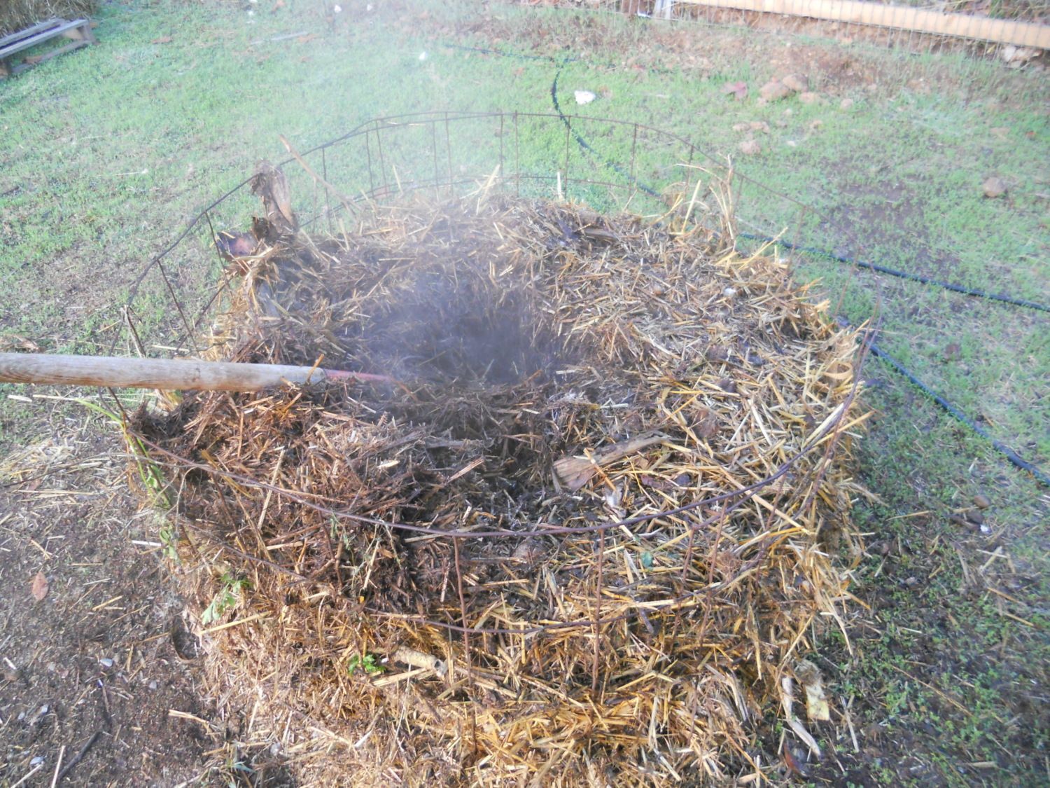 Hot composting with chicken bedding and garden waste